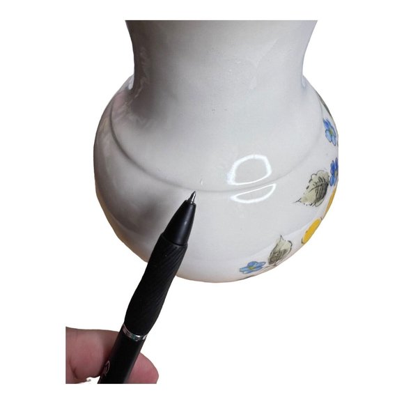 Vintage Weiss‎ Hand Painted Floral Made In Brazil Green Trim 7" Vase FLAWS - Picture 7 of 10